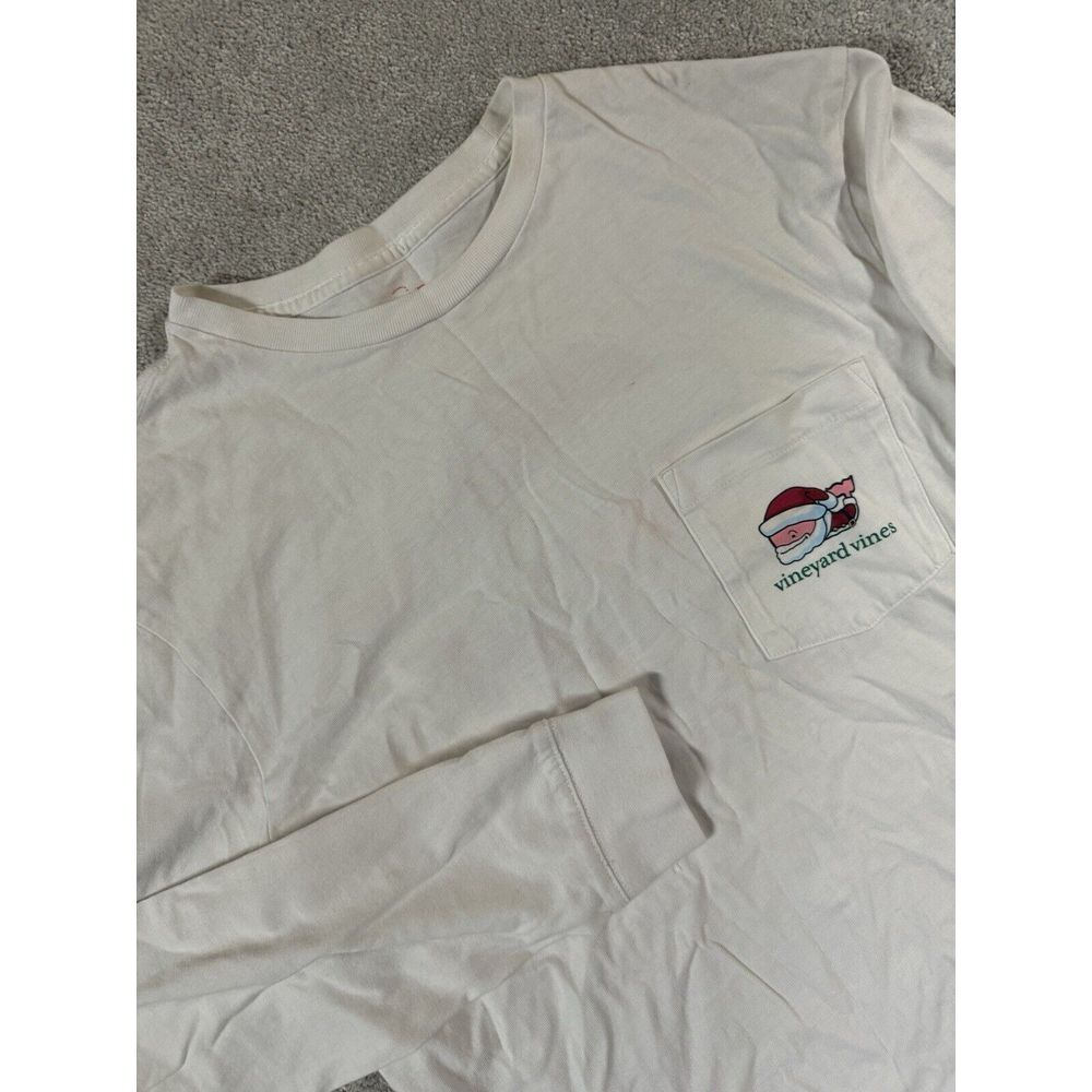 Vineyard Vines Women's Long Sleeve‎ Pocket T-Shirt Santa Whale Size S Christmas